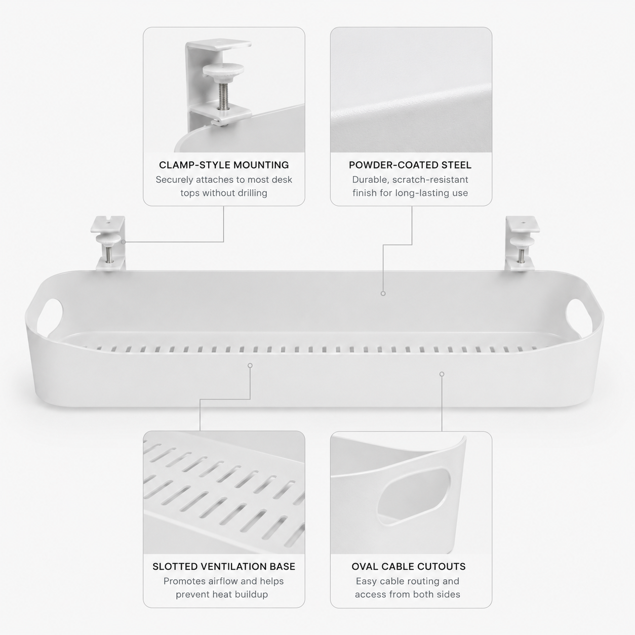 Under-Desk Cable Management Tray