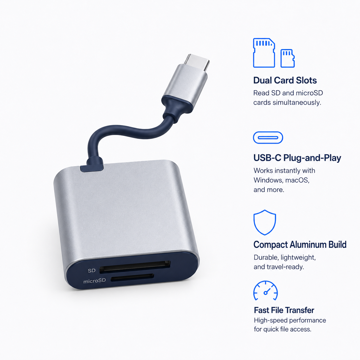 USB-C SD and microSD Card Reader