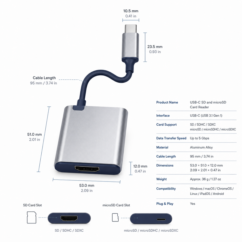 USB-C SD and microSD Card Reader